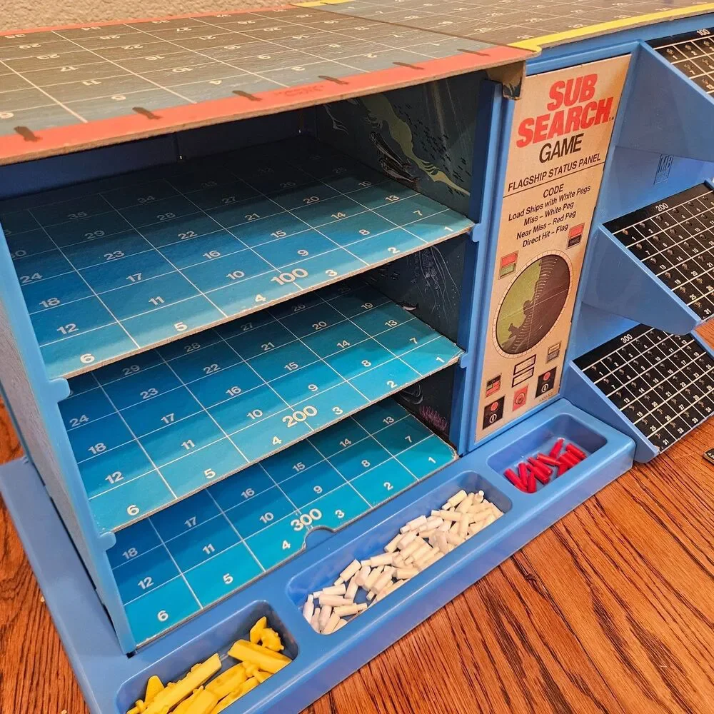Vintage 1973 Milton Bradley Sub Search 3 Level Board Game 3D battleship HTF